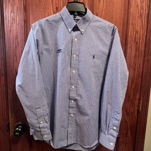 Ralph‎ Lauren Button Down Shirt US Open Blue Gingham Check Non-Iron Large